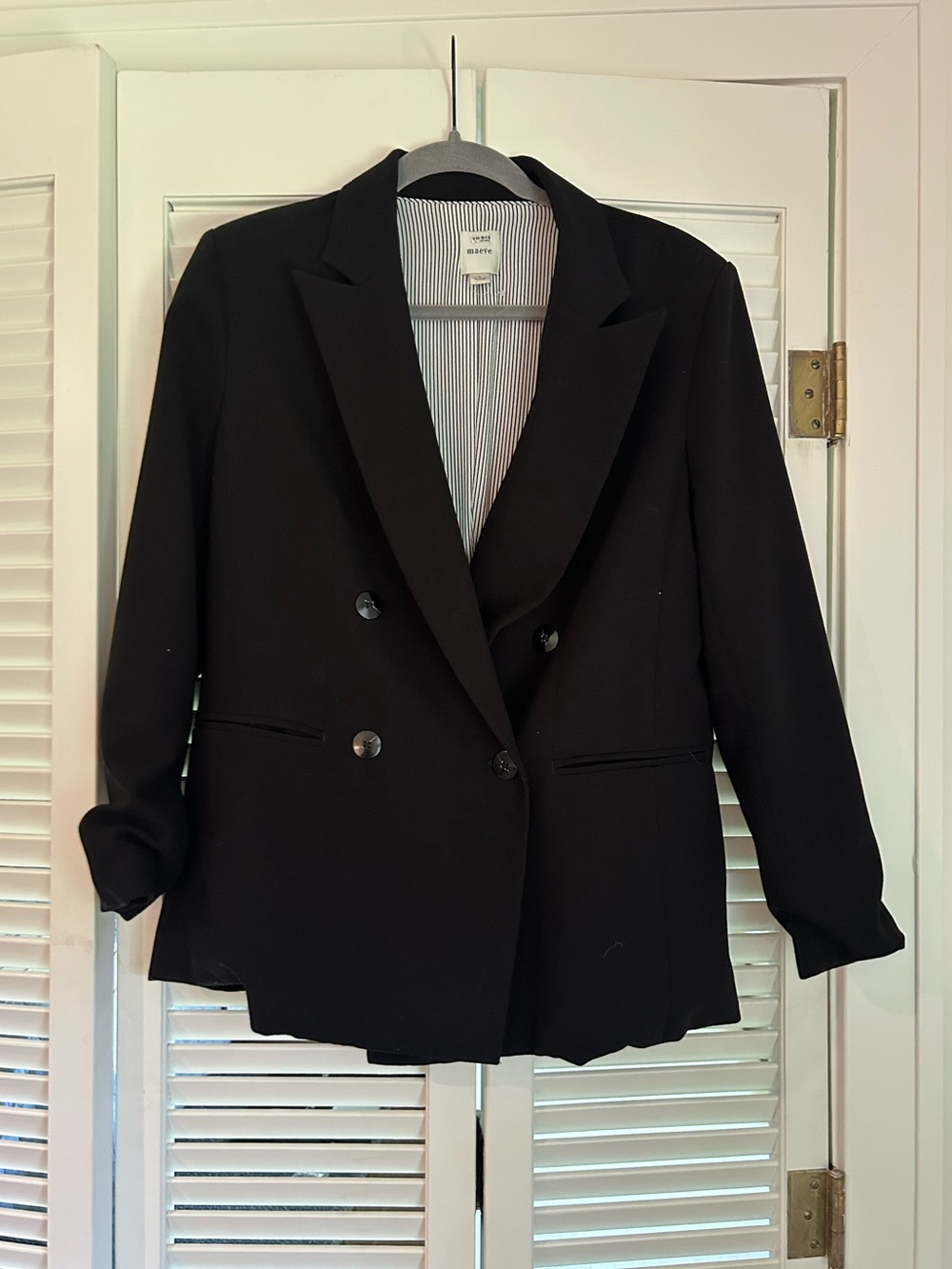 Maeve Anthropologie Black Double Breasted Blazer Button Front Women’s Size Small